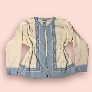 Napa Valley Women's Vintage Floral Cardigan L Multicolor Embroidered‎ Sweater